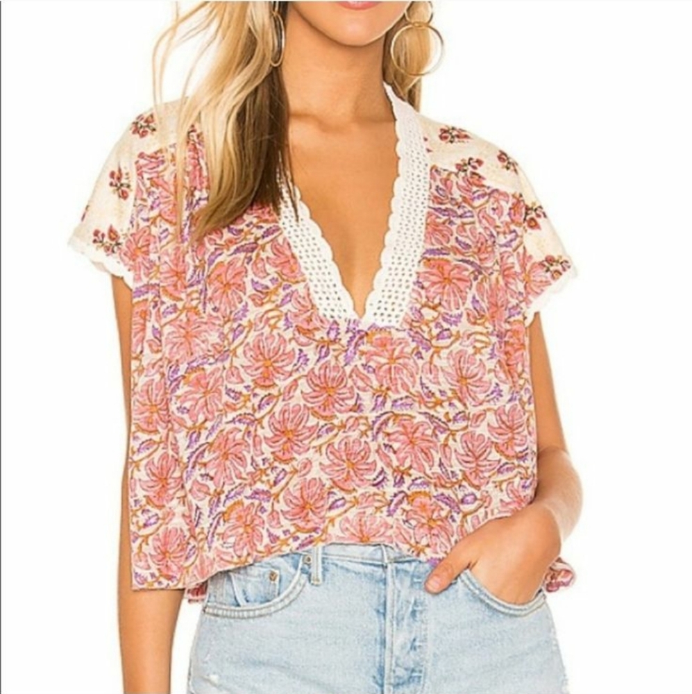 FREE PEOPLE  Leilani Print Boho Crop Top